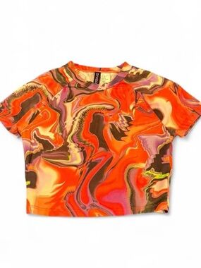 H&M Orange Multicolor Swirl Crop Top